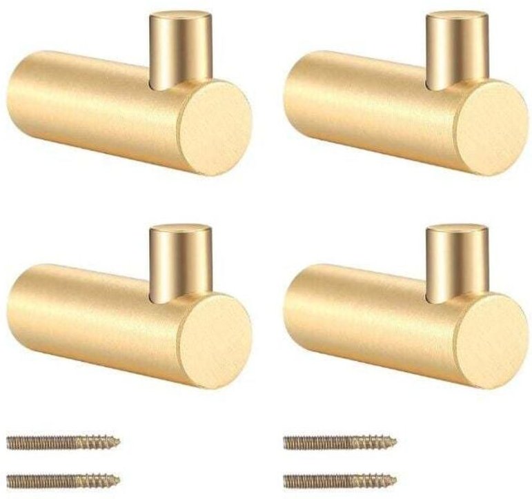 4 Stück Kleiderhaken aus Messing zur Wandmontage, goldener Kleiderständer, Garderobenständer zum Aufhängen von Schals, H...