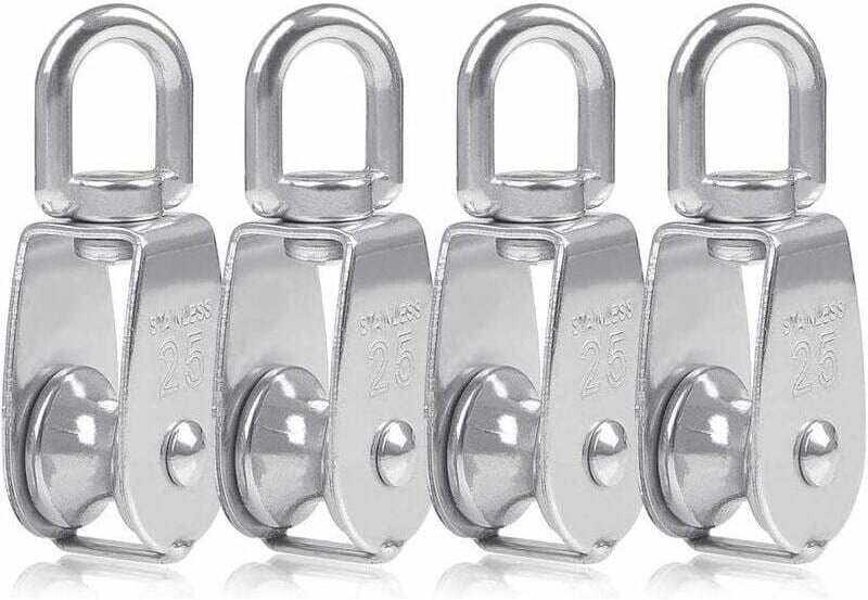 Ahlsen Seilrolle, 4 Stück, M25 Seilrolle, Edelstahl-Riemenrolle, Muschelblöcke, Seilrolle, Rolle für den Innen- und Auße...