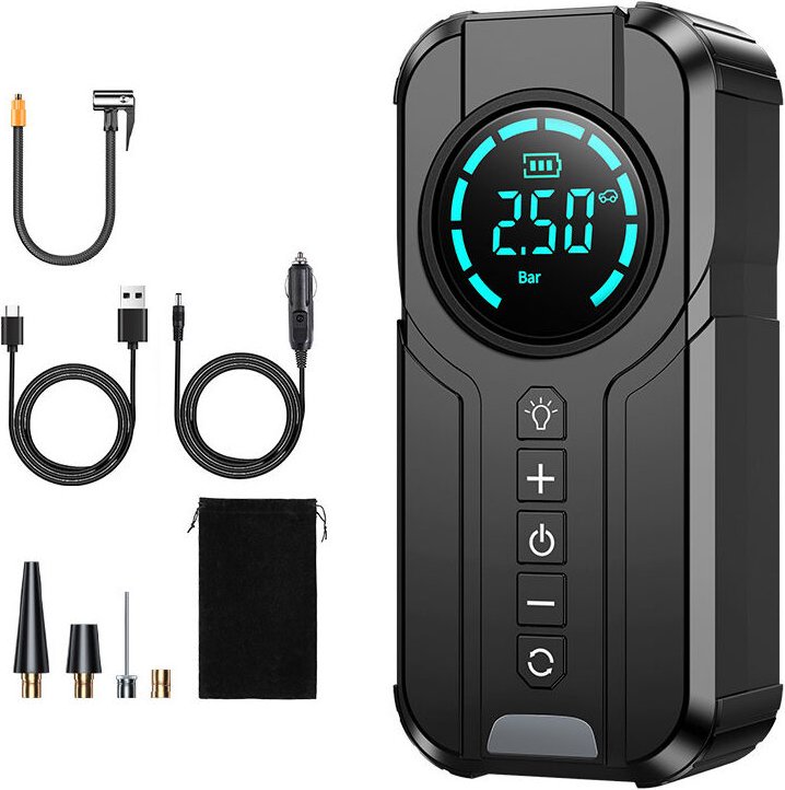 Thumbnail - Reifenfüllpumpe, elektrischer Luftkompressor, tragbare Mini-Autoreifen-Luftpumpe, tragbarer Lade-Inflator, voreingestell...