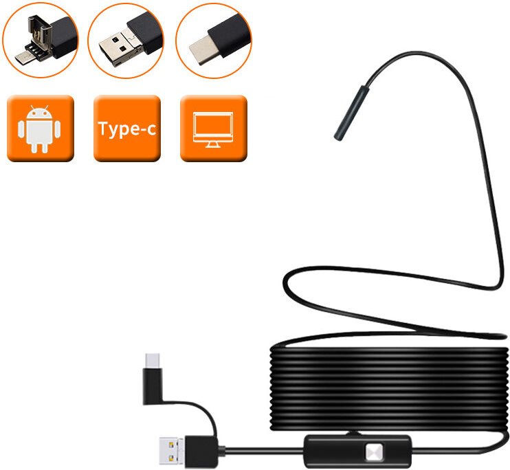 Csparkv - 5M) Endoskop-Schlangeninspektionskamera, Typ-C-Endoskop, Entfernungskamera mit 6 LED-Leuchten für Android-Smar...