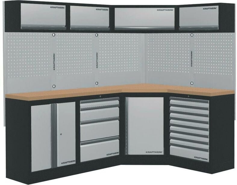 Kraftwerk - mobilio 4er Kompakt-Kombi mit Lochwand, Buche Multiplex