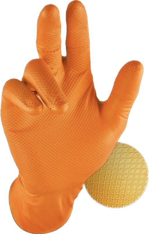 Nitrilhandschuhe Orange - 50er Pack Größe 11 - Grippaz