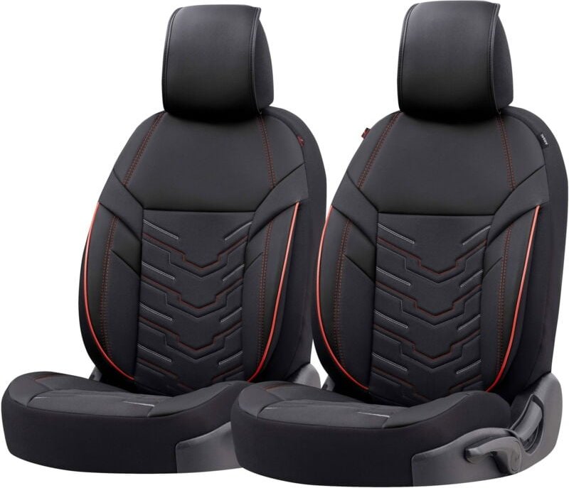 Autositzbezug zipp-it Deluxe Marbella, PKW-Schonbezüge für 2 Vordersitze mit Reißverschluss-System schwarz/rot