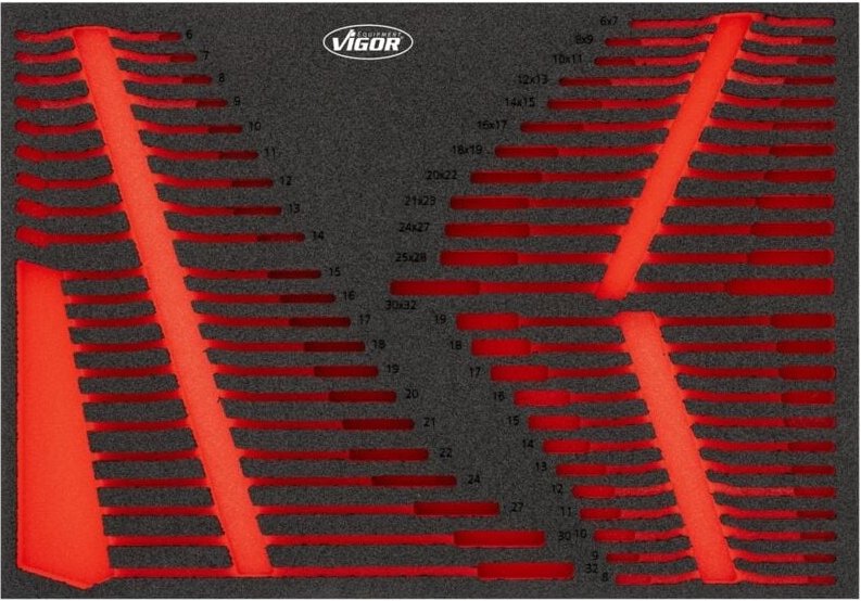 VIGOR Schraubenschlüssel-Einlage, leer, L, L x B x H: 563 mm x 393 mm x 35 mm, Art.Nr. V6724N-L