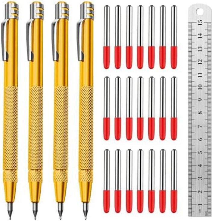Anreißnadel aus Wolframkarbid, Griff aus gerändeltem Aluminium