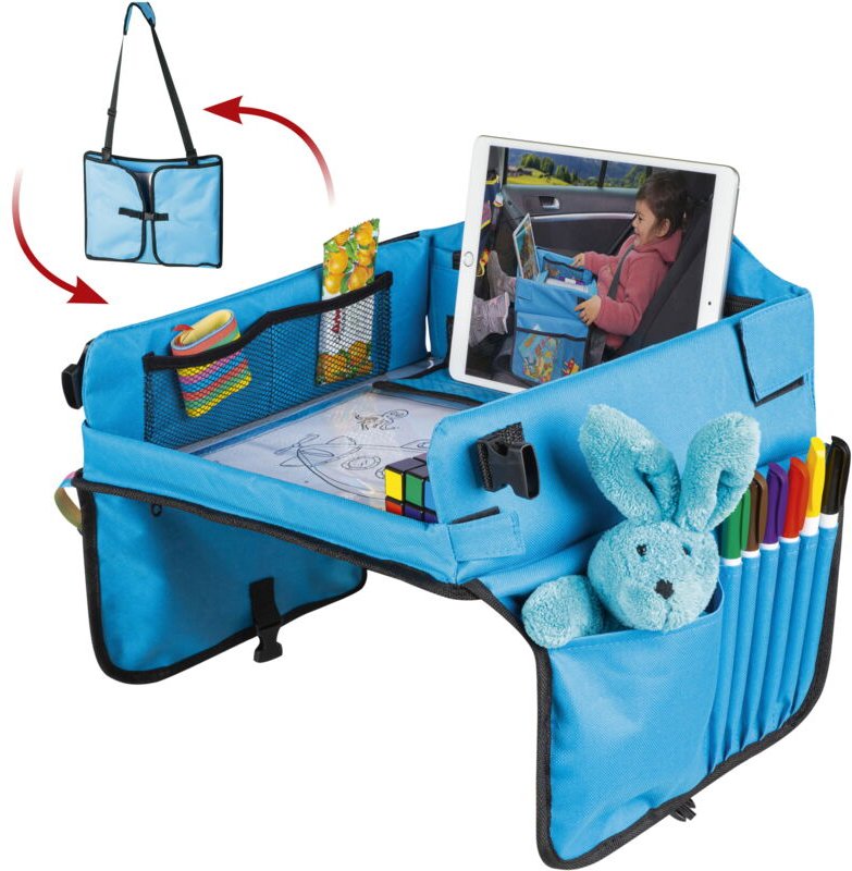 Kinder-Reisespieltisch-Auto mit Tablethalterung blau