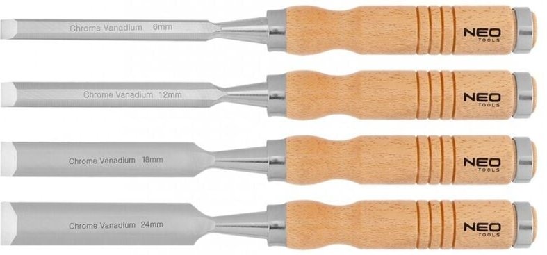 Thumbnail - Meißel 6, 12, 18, 24 mm, 4er-Set, Holzgriff