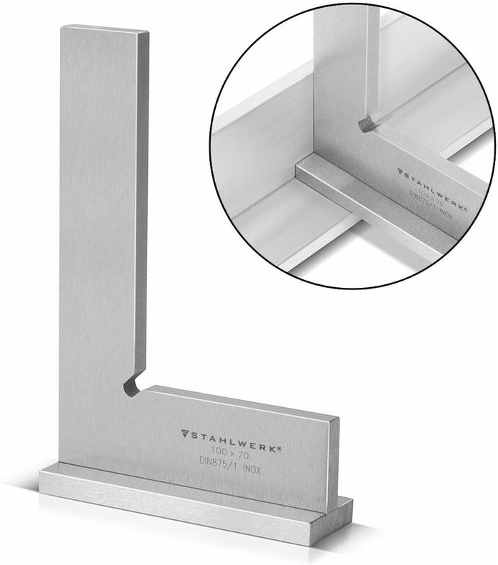 STAHLWERK Anschlagwinkel 90° 100 x 70 mm DIN 875/1 aus rostfreiem Edelstahl