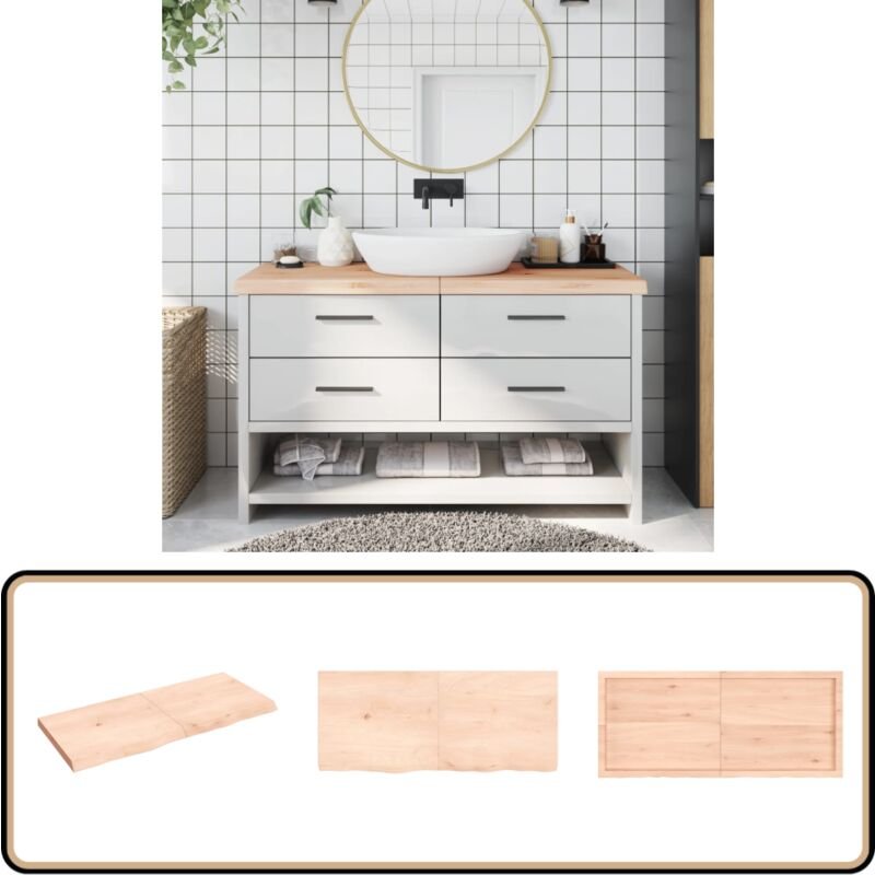 Waschtischplatte 140x60x(2-6) cm Massivholz Unbehandelt - Massiver Eichentisch - Eiche Arbeitsfläche - Badrenovierung - ...