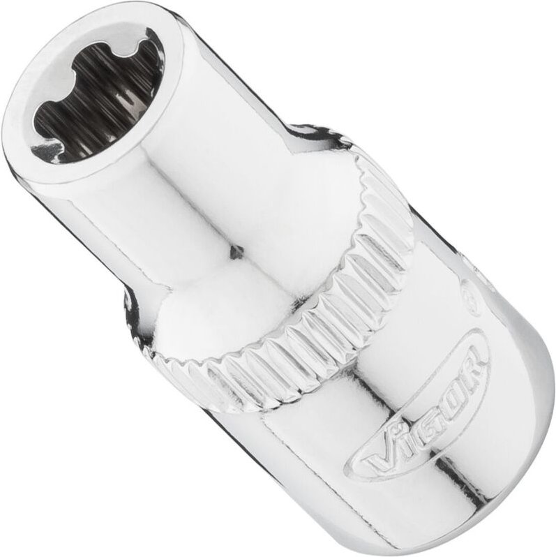 VIGOR Steckschlüsseleinsatz, 1/4 (6,3 mm) Vierkant hohl, Außenprofil mit 5 abgerundeten Flanken (TORX-ähnlich), SW E7+