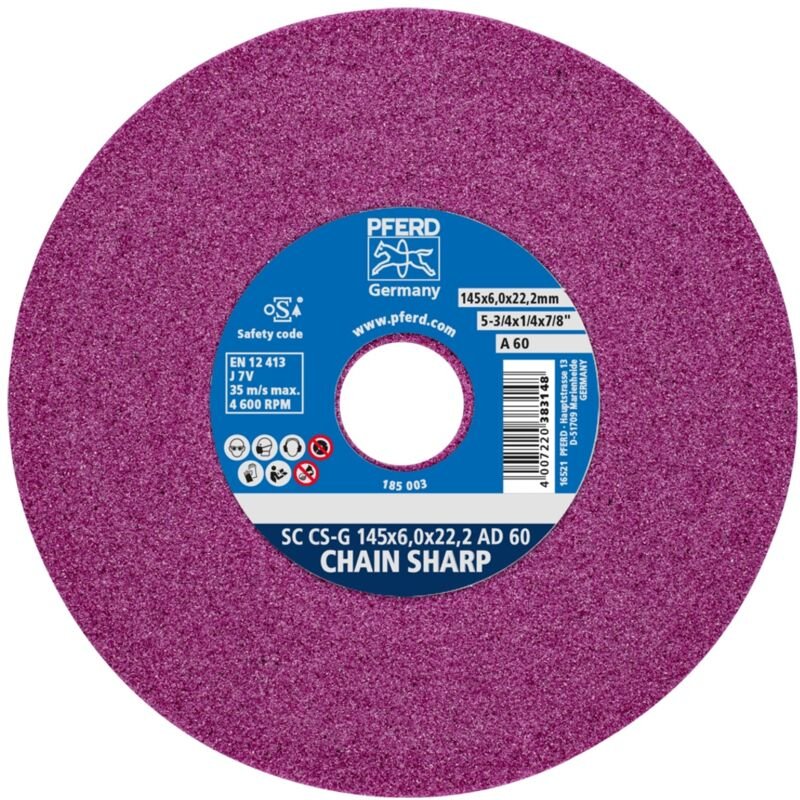 Pferd - chain sharp Schleifscheibe cs-g ø 145x6,0mm Bohrung-Ø 22,2 mm A60 zum Schärfen von Sägeketten