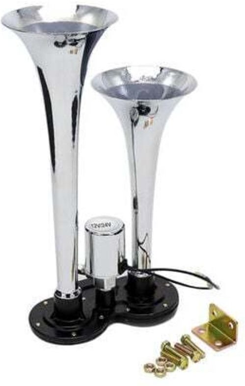 150 dB Doppeltrompeten-Drucklufthorn, Chrom – Universal-12 V/24 V-Lautsprecher-Kit für Züge und LKW