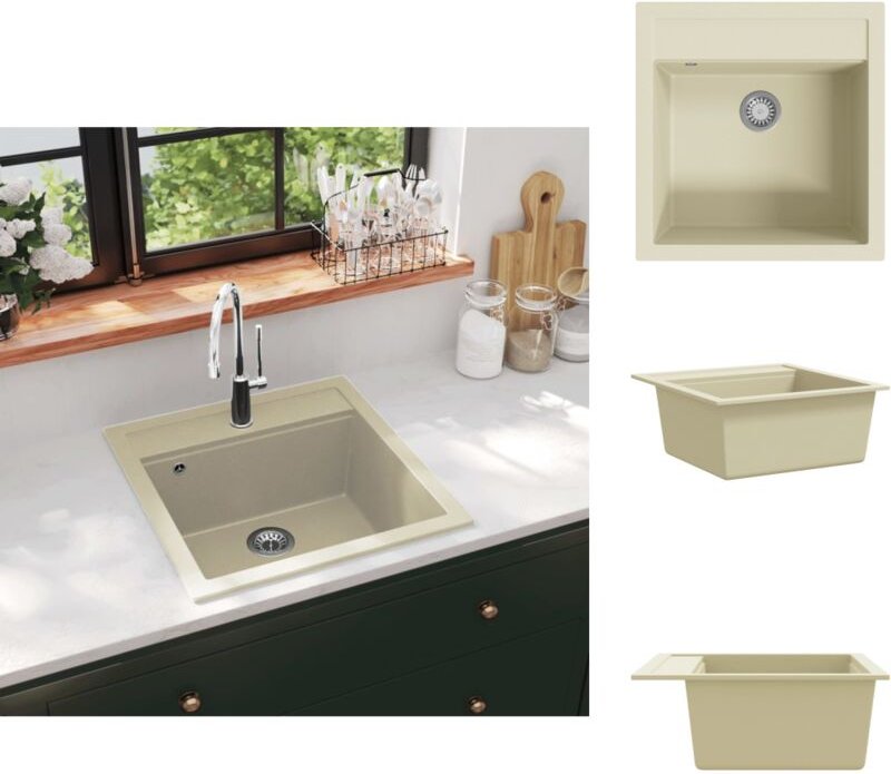 Küchenspülen & Spülbecken - Living Granitspüle Einzelbecken Beige - Beige