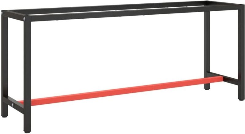 Werkbankgestell Mattschwarz und Mattrot 190x50x79 cm Metall CFW993463