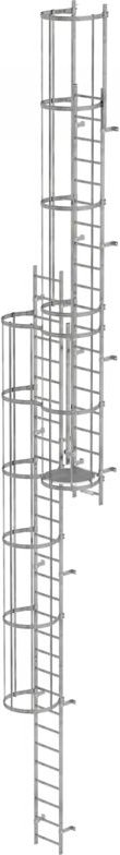 Günzburger Steigtechnik mehrzügige Steigleiter mit Rückenschutz (Maschinen) Stahl verzinkt 12,12 m - 520231