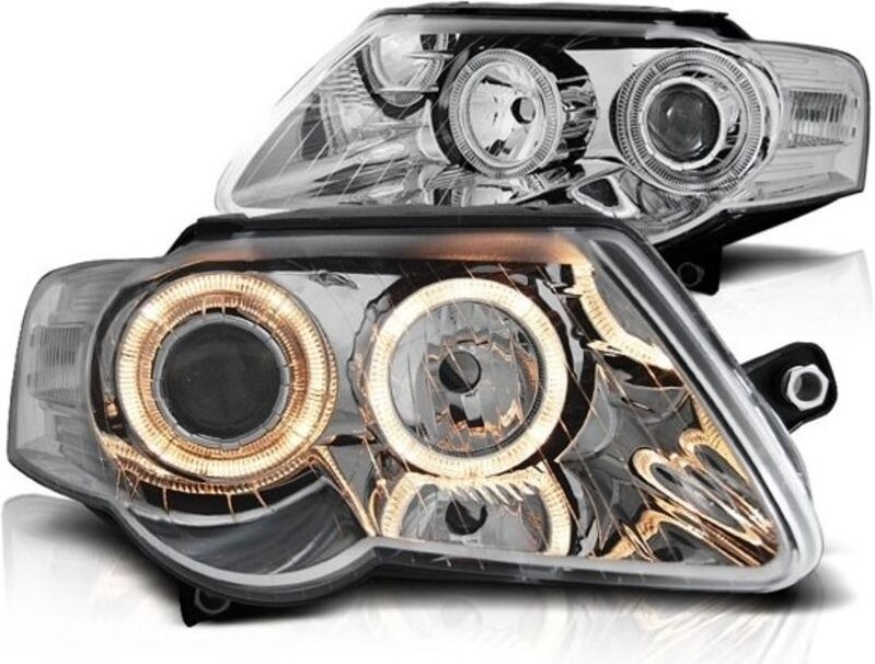 Viking Choice - Scheinwerfer Dual Halo Felgen vw passat B6 3C 03 05-10 angel eyes chrome