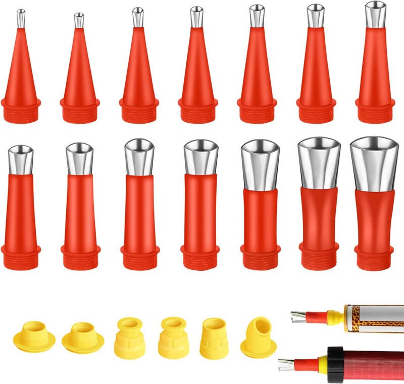 Edelstahl-Dichtungsdüsen-Applikator, 19-teilig, universelle integrierte Gummidüsenwerkzeuge, Kartuschenpistolen-Düsen-Di...