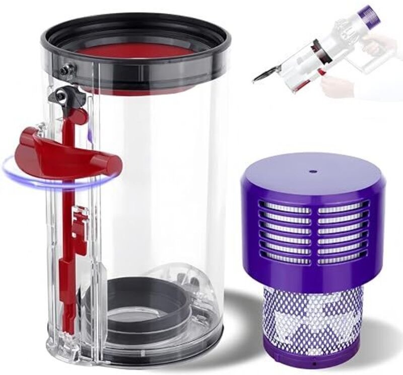 Dyson V10 SV12 SV13 SV27 Untere Abdeckung Zubehör-Set, inklusive HEPA-Filter und hochwertigem durchsichtigem Behälter fü...