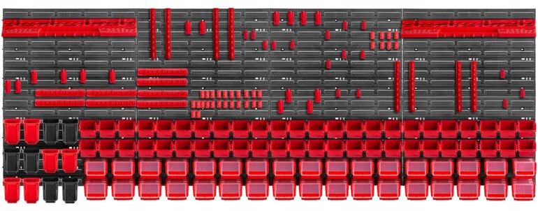 KADAX Werkstattwandregal, Wandplatten, 232 x 78 cm, Rot, 176 tlg.
