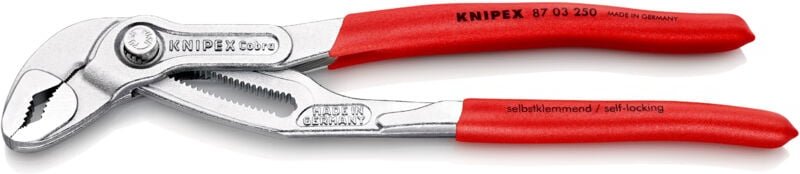 KNIPEX 87 03 250 SB Cobra® Hightech-Wasserpumpenzange mit rutschhemmendem Kunststoff überzogen verchromt 250 mm