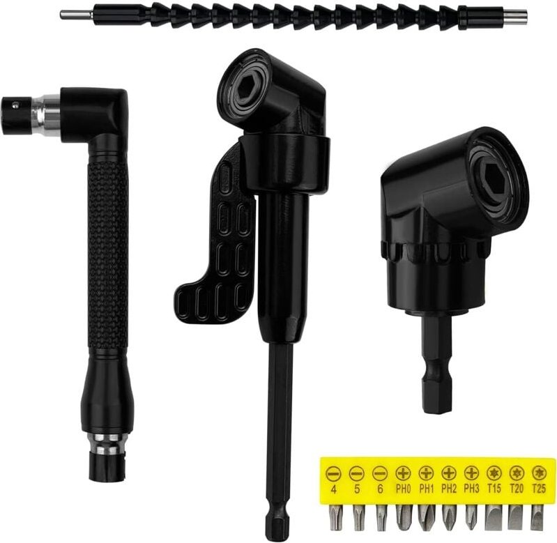 14-teiliges Winkelschraubendreher-Set, Schraubendreher-Verlängerung, Bohrer-Winkelschraubendreher, 105° flexibler Schrau...