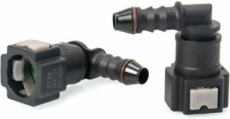 2er-Pack Auto-Kraftstoffleitungsverbinder, Kraftstoffleitungsanschluss, 90-Grad-Schnellverbinder, Kunststoff-7,89-mm-ID6...