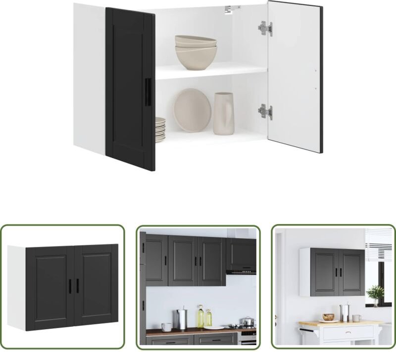 The Living Store - vidaXL Küchen-Hängeschrank Porto Schwarz Holzwerkstoff
