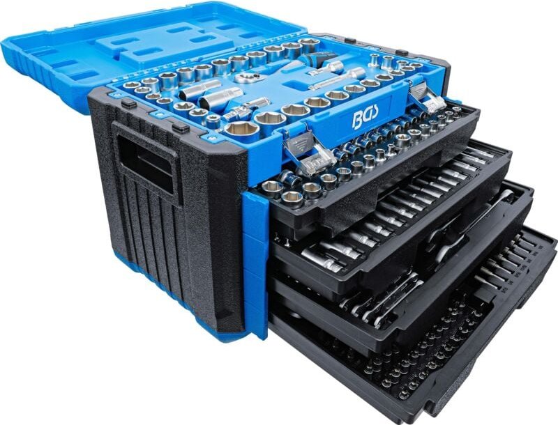 Steckschlüssel-Satz Sechskant Antrieb 6,3 mm (1/4") / 10 mm (3/8") / 12,5 mm (1/2") Metrisch und Zollgrößen 300-tlg.