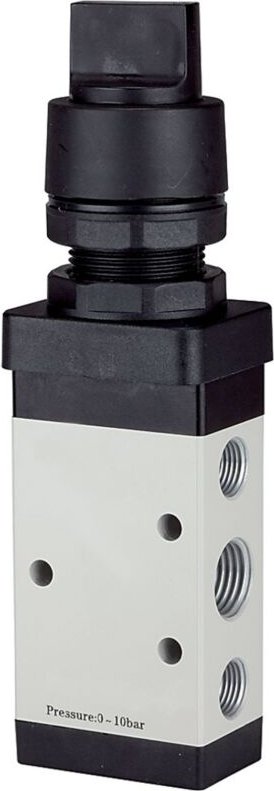 5/2-Wegeventil, manuell »M5«, Drehhebel k., monost., g 1/4, schw - Riegler