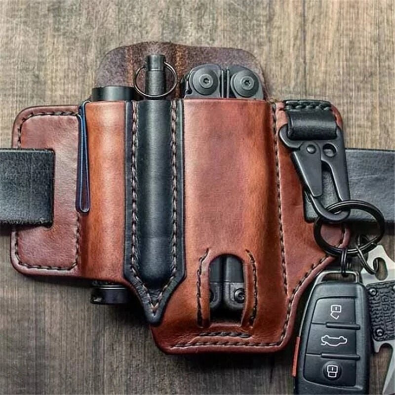 Thumbnail - Gürtel-Werkzeugtasche, Multifunktions-Gürteltasche, Gürteltasche, EDC-Utility-Tasche mit Schlüsselhalter – Braun