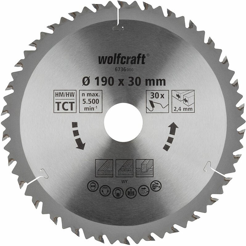 Thumbnail - Kreissägeblatt ct, 30 Zähne ø190mm 6736000 Wolfcraft