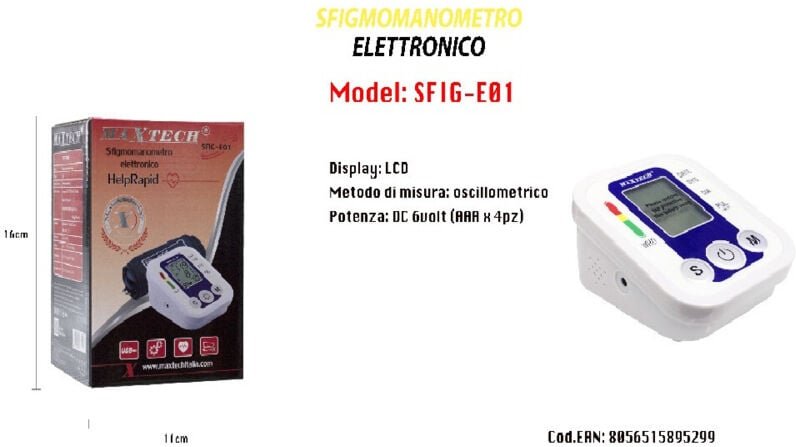Thumbnail - Trade Shop Traesio - Trade Shop - sphygmomanometer tragbares blutdruckmessgerät display maxtech SFIG-E01 -
