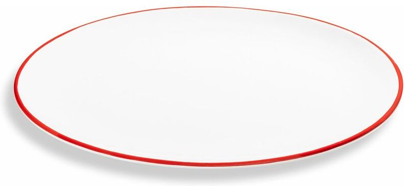 Gmundner Keramik - Rubinroter Rand, Platte oval (33x26cm)