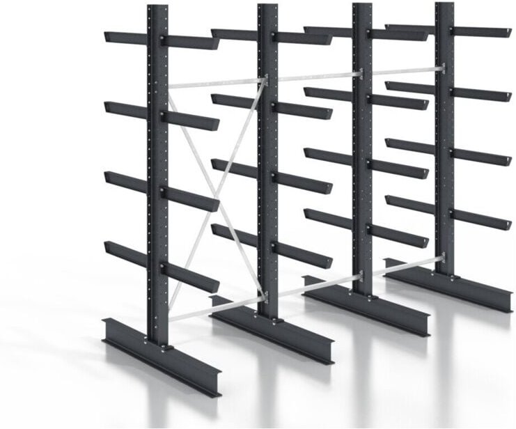 Kragarmregal schraubbar doppelseitig 3 Felder mit 4 Ebenen 3840x3150x800mm - Stier