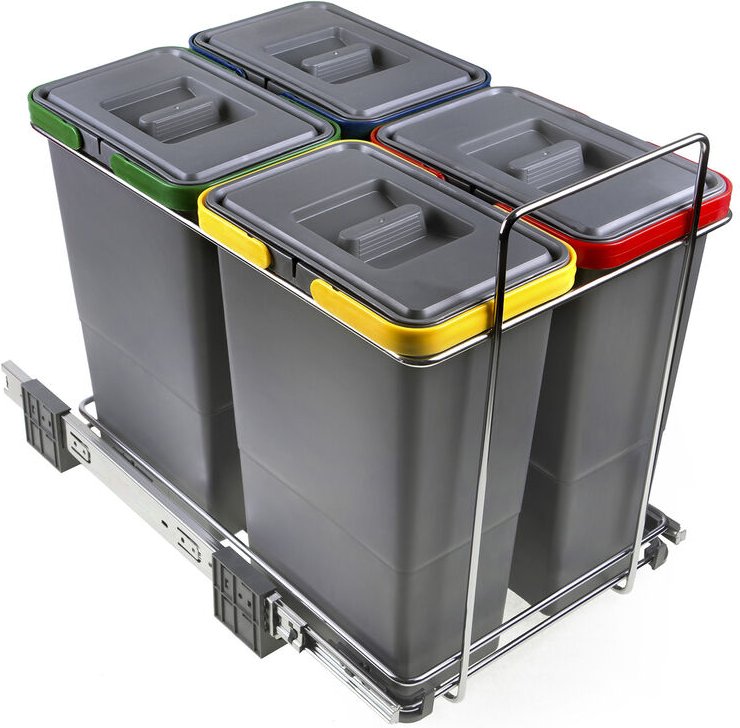 So-tech - Abfallsammler Ecofil 8+8+8+8L mit Deckel Abfallsystem für Korpusbreite ab 40 cm