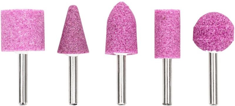 Schleifstifte-Satz, 5-teilig, Edelkorund 6 mm, für Metalle, Stahl und Stahlguss, für Schleifgeräte mit 6 mm Spannzange, ...
