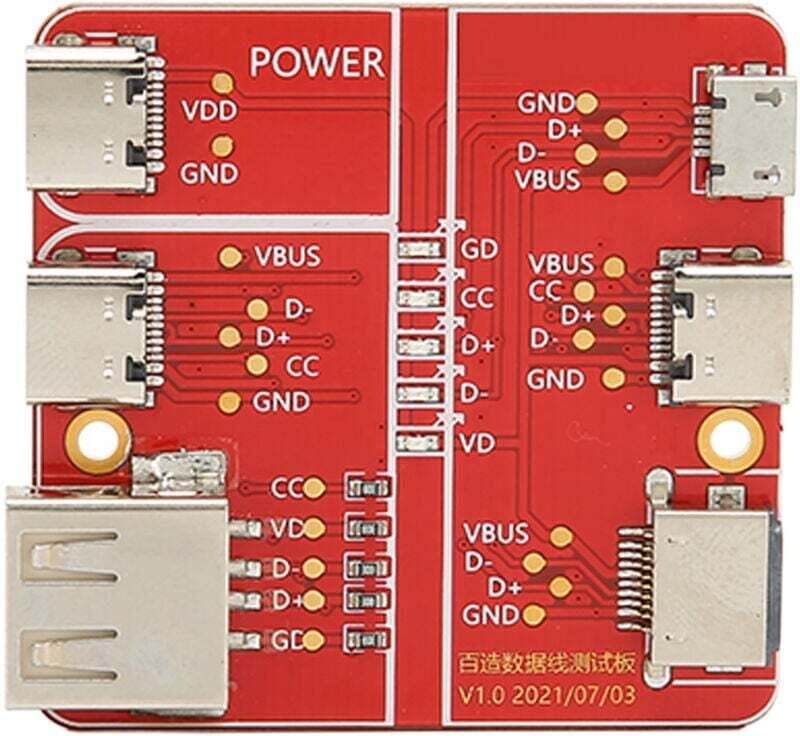 Ulisem Ladetestplatine, Präzises Ladetestboard, USB-Kabel-Triadentester, 3-in-1-Datenkabel-Testgerät, Präzises Micro-Typ...