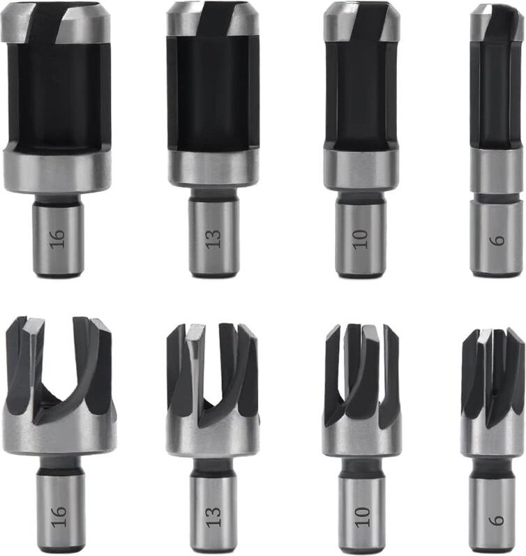 Stück Holzdübelschneider, Holzdübelbohrer 6 mm/10 mm/13 mm/16 mm, Holzdübelbohrer aus Kohlenstoffstahl für Holzbearbeitu...