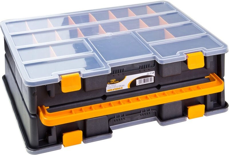 Dema - Sortimentskoffer / Sortimentskasten aus Kunststoff, 46 Fächer, xl, Doppelt, 2in1