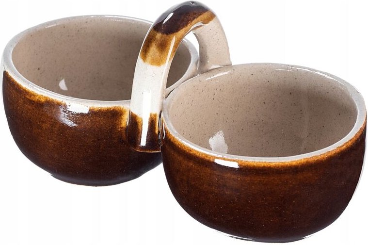 Schale aus Steingut, doppelte Servierschale mit Keramikschicht, 2x0.6L - Kadax