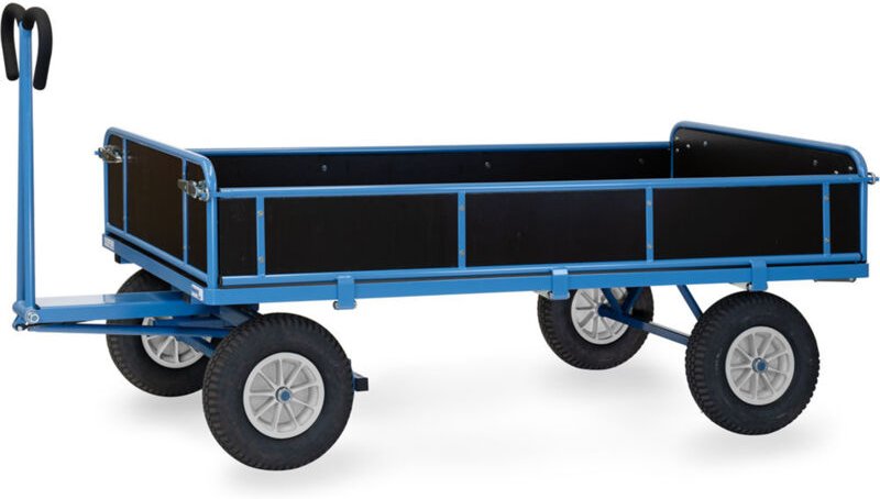 Fetra Handpritschenwagen mit Bordwänden und Polyurethanbereifung, 1940x940mm Ladefläche 750kg Tragkraft