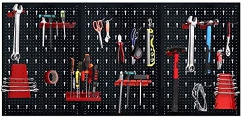 Werkzeugwand metall Lochwand 120 x 60 x 2cm Werkzeuglochwand mit Zubehör 17 teilge Hakensortiment Lochblech Wand für Wer...