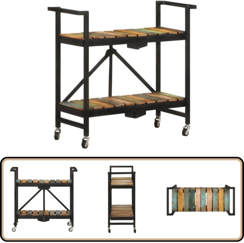 Küchenwagen 87x36x81 cm Altholz Massiv - Holzschrank - Küchenwagen - Retro Möbel - Vintage Stil - Holzküche