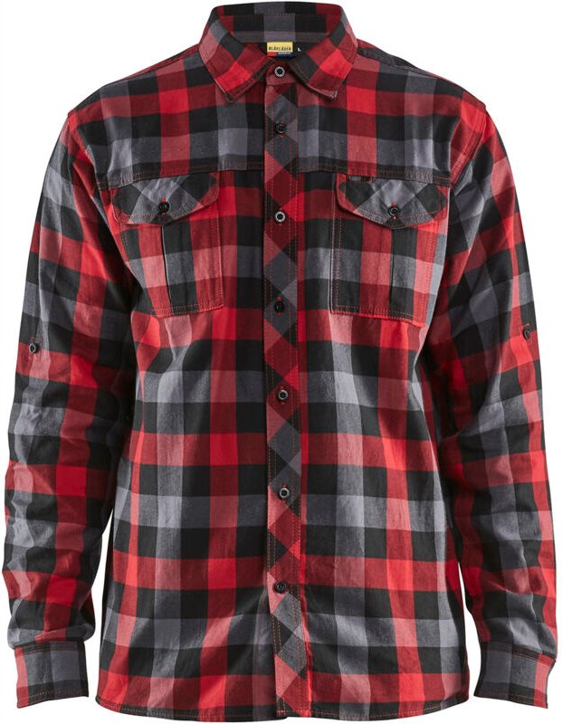 Arbeitshemd aus Flanell 3299 - Rot/Schwarz XS