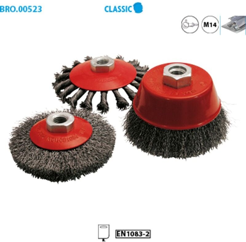 Set aus 3 Stahlbürsten für Metall Classic