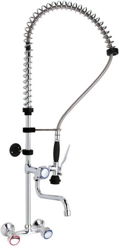 Küchenarmatur mit Auslauf und Dusche zur Wandmontage, Höhe 101 cm - Hendi 810293