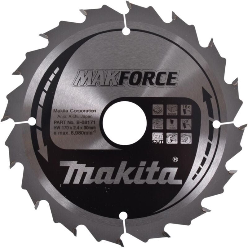 Thumbnail - Makita - Kreissägeblatt B-08171, ideales Werkzeug für präzise Schnitte in verschiedenen Materialien, optimiertes Design,...