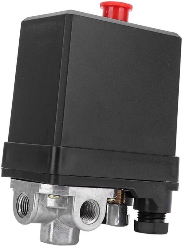Kompressor-Druckschalter, Luftkompressorventil 380 V 3-Phasen-Luftkompressor-Druckschalter G1/4 Zoll Druckschalter 4 Löc...