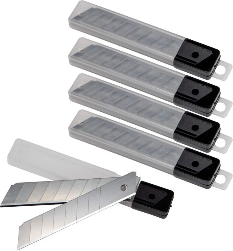 Messerklingen Ersatzklingen Abbrechklingen für Cuttermesser Abbrechmesser 18mm (50 Klingen) im Köcher