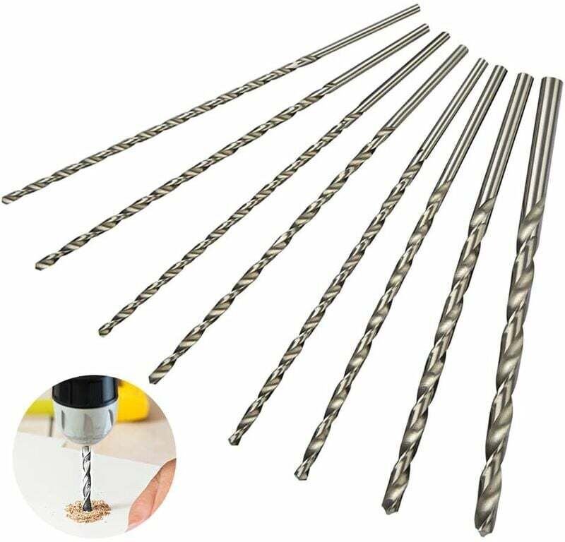 8-teiliges 200 mm extra langes Bohrerset, Hochgeschwindigkeitsstahlbohrer, gerader Schaft mit Durchmessern von 4 mm, 4,2...